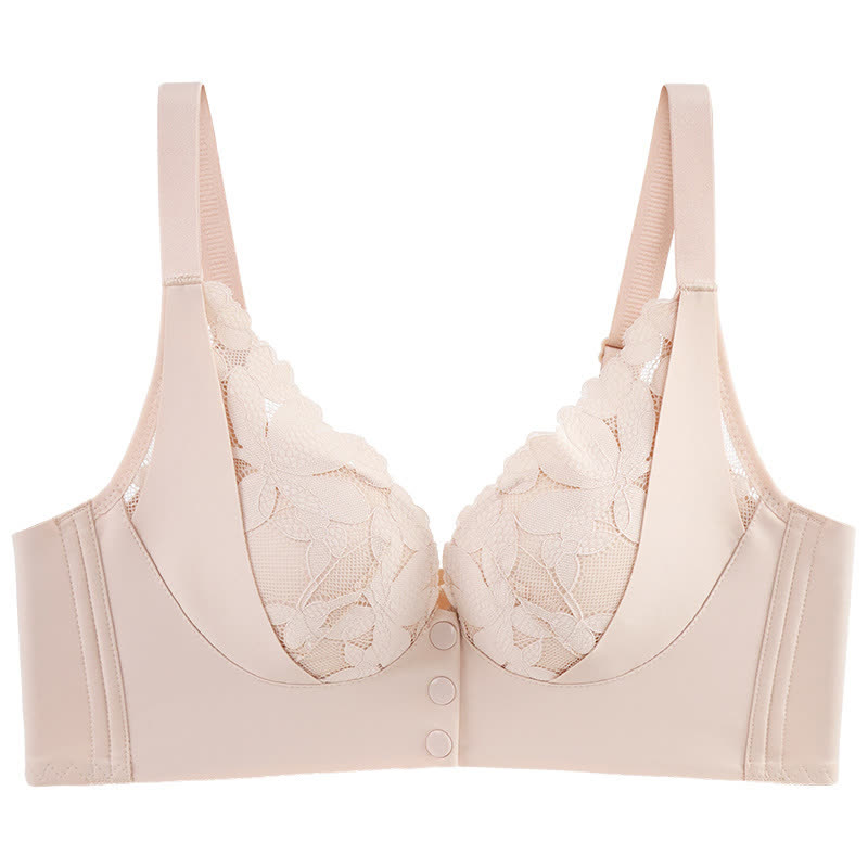 Lace Front Buckle Seamless Wireless Bra