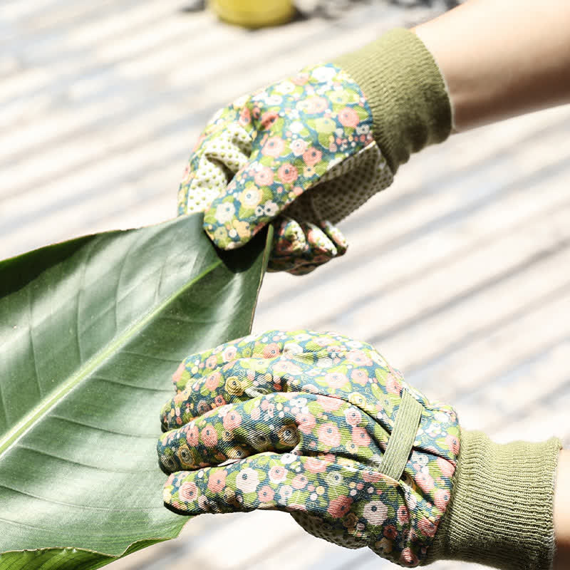 Flower Print Gardening Work Protective Gloves(3 Pairs)