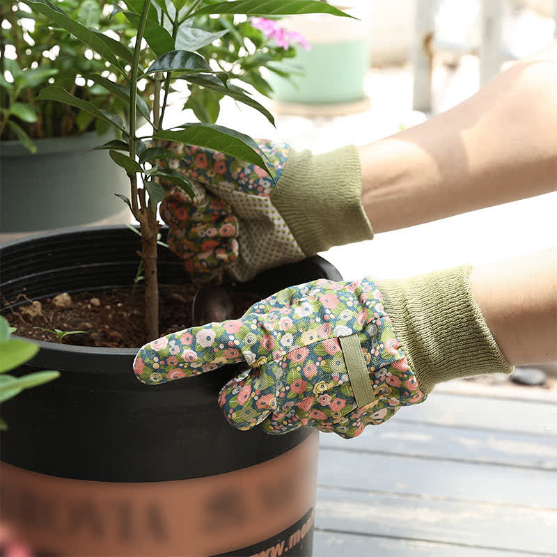 Flower Print Gardening Work Protective Gloves(3 Pairs)