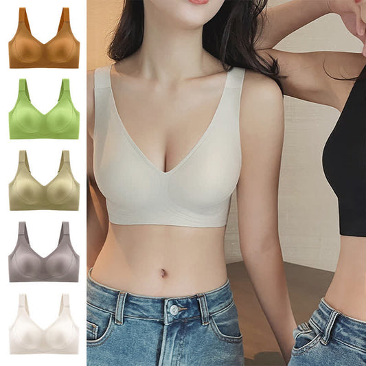 Solid Color Seamless Full Cup Wireless Bra