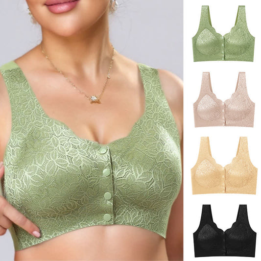 Jacquard Front Closure Wireless Bra