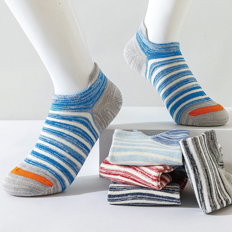Plus Size Cotton Stripe Ankle Socks(5 Pairs)