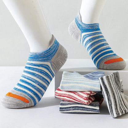 Plus Size Cotton Stripe Ankle Socks(5 Pairs)