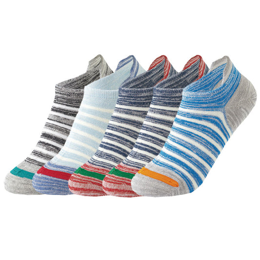 Plus Size Cotton Stripe Ankle Socks(5 Pairs)