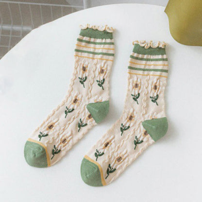 Forest Flower Stamens Quarter Socks(5 Pairs)