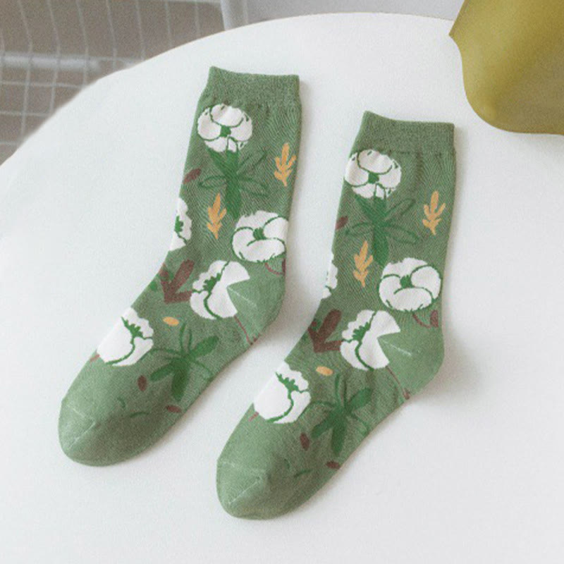Forest Flower Stamens Quarter Socks(5 Pairs)