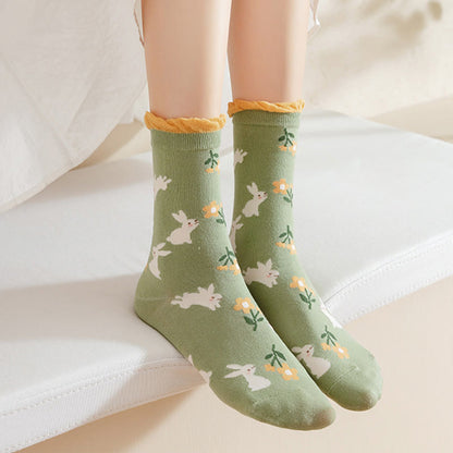 Forest Flower Stamens Quarter Socks(5 Pairs)