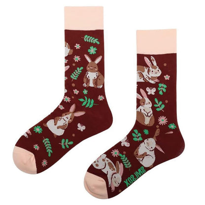 Plus Size Crocodile Rabbit Quarter Socks(6 Pairs)