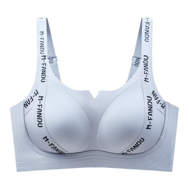 Plus Size Lightweight Letter-Print Push-Up Wireless Bra