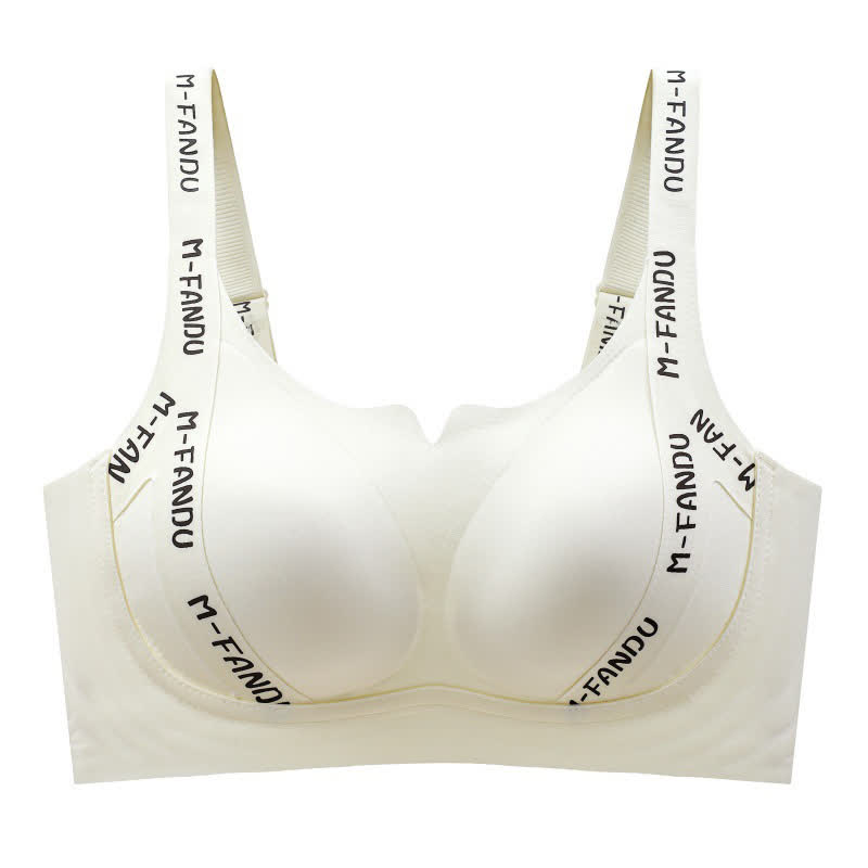 Plus Size Lightweight Letter-Print Push-Up Wireless Bra