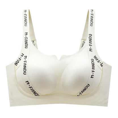 Plus Size Lightweight Letter-Print Push-Up Wireless Bra