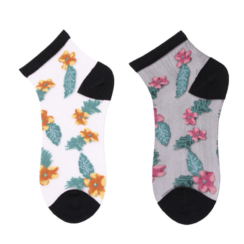 Retro Flowers Ankle Socks(6 Pairs)