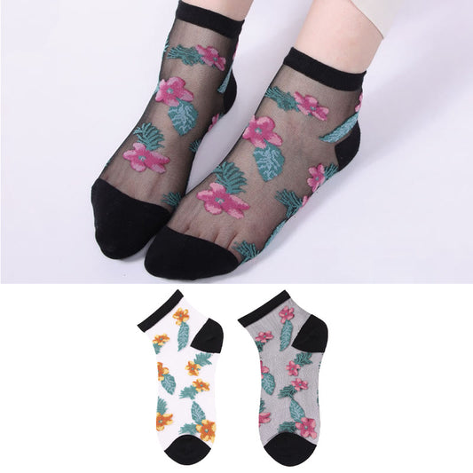 Retro Flowers Ankle Socks(6 Pairs)