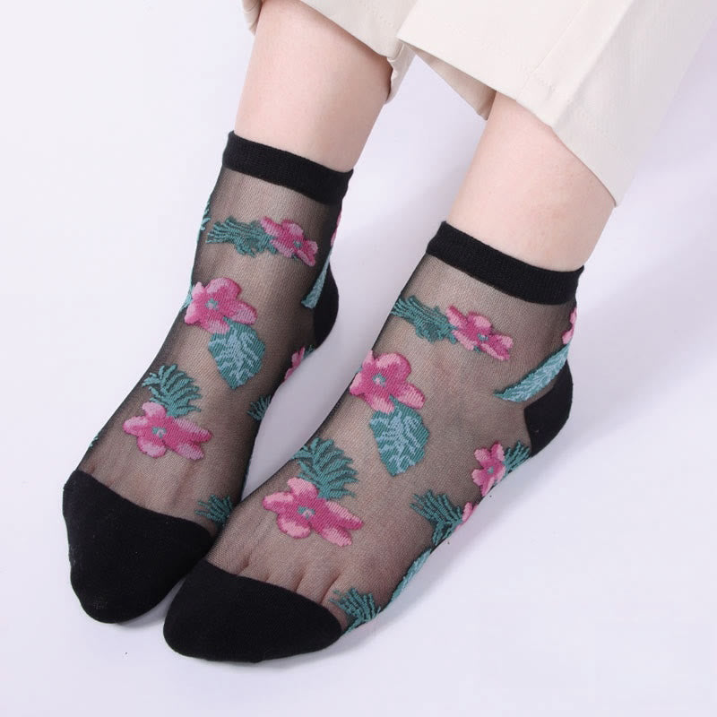Retro Flowers Ankle Socks(6 Pairs)