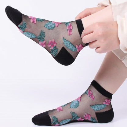 Retro Flowers Ankle Socks(6 Pairs)