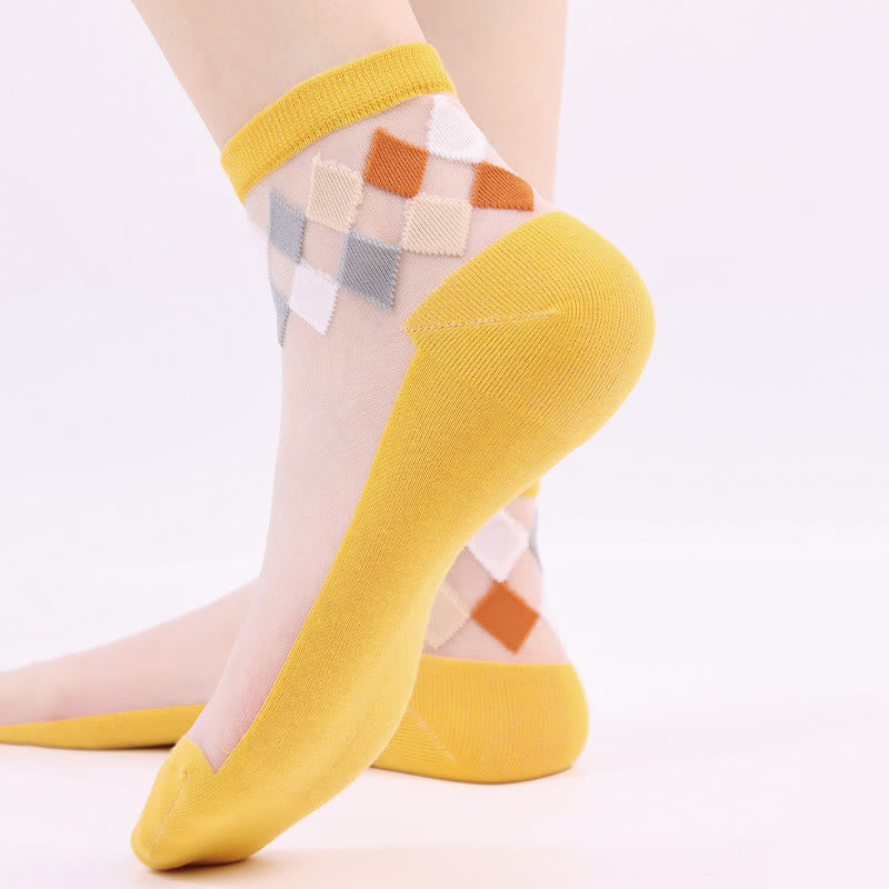 Stylish Rhombus Ankle Socks(5 Pairs)