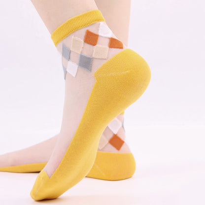 Stylish Rhombus Ankle Socks(5 Pairs)