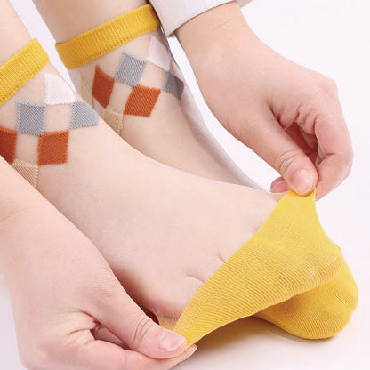Stylish Rhombus Ankle Socks(5 Pairs)