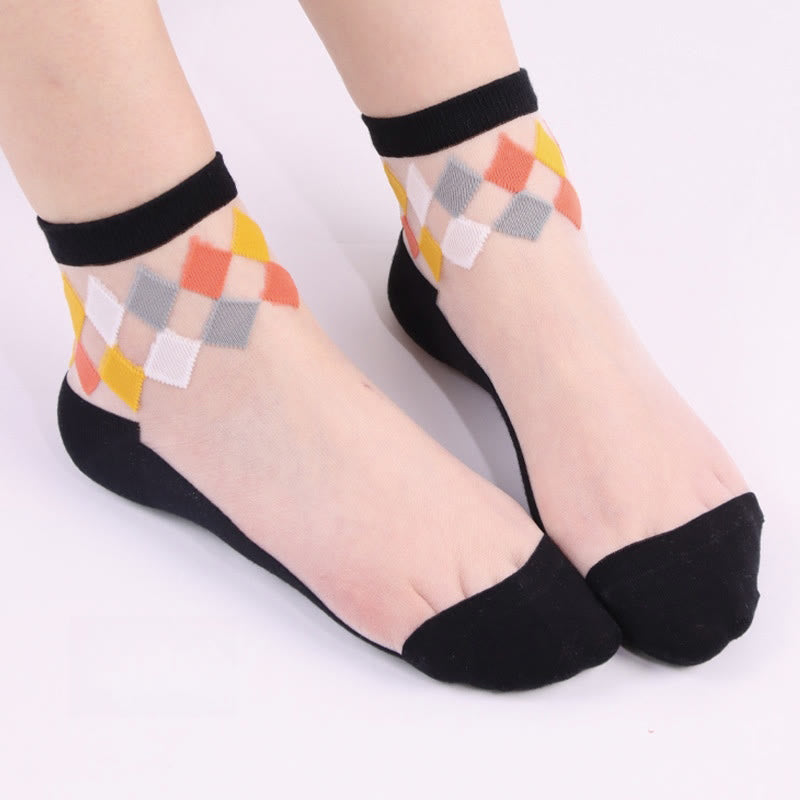 Stylish Rhombus Ankle Socks(5 Pairs)