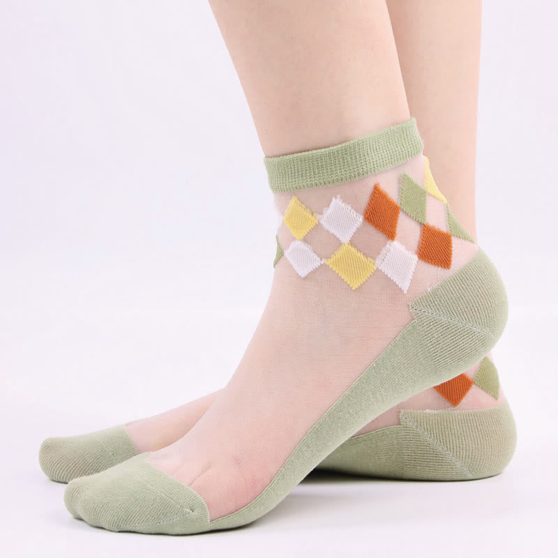 Stylish Rhombus Ankle Socks(5 Pairs)