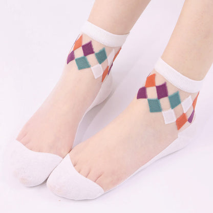 Stylish Rhombus Ankle Socks(5 Pairs)