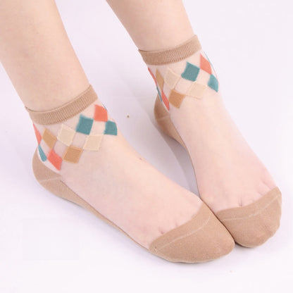 Stylish Rhombus Ankle Socks(5 Pairs)