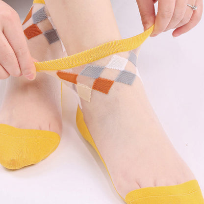 Stylish Rhombus Ankle Socks(5 Pairs)