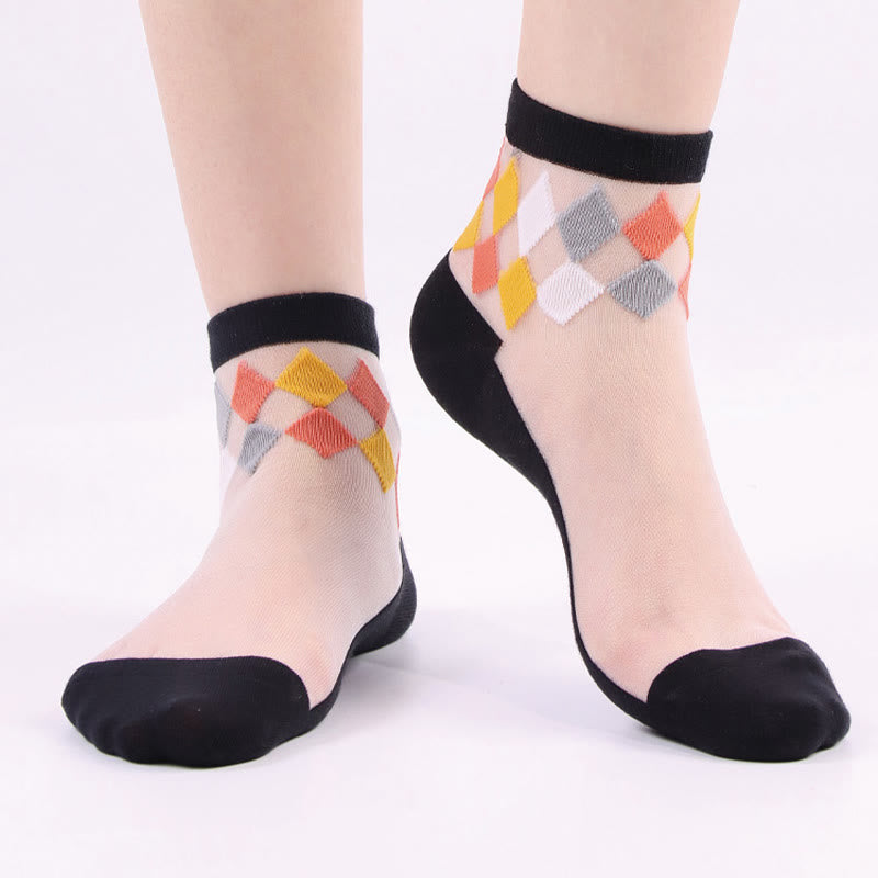 Stylish Rhombus Ankle Socks(5 Pairs)