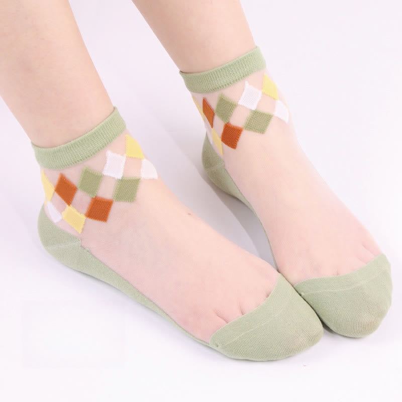 Stylish Rhombus Ankle Socks(5 Pairs)
