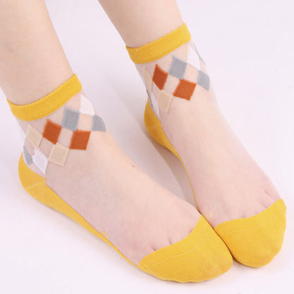 Stylish Rhombus Ankle Socks(5 Pairs)