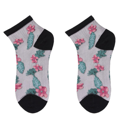 Retro Flowers Ankle Socks(6 Pairs)