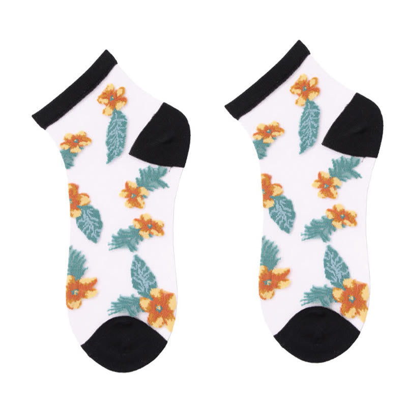 Retro Flowers Ankle Socks(6 Pairs)
