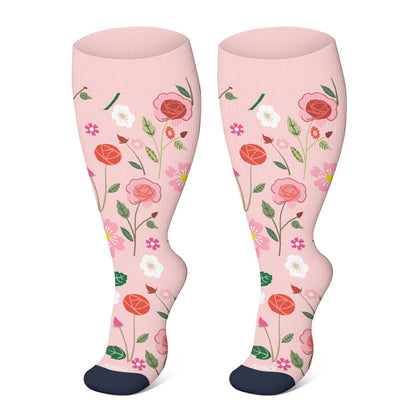 » 2XL-4XL Plus Size Harmonious Flowers Compression Socks (100% off)