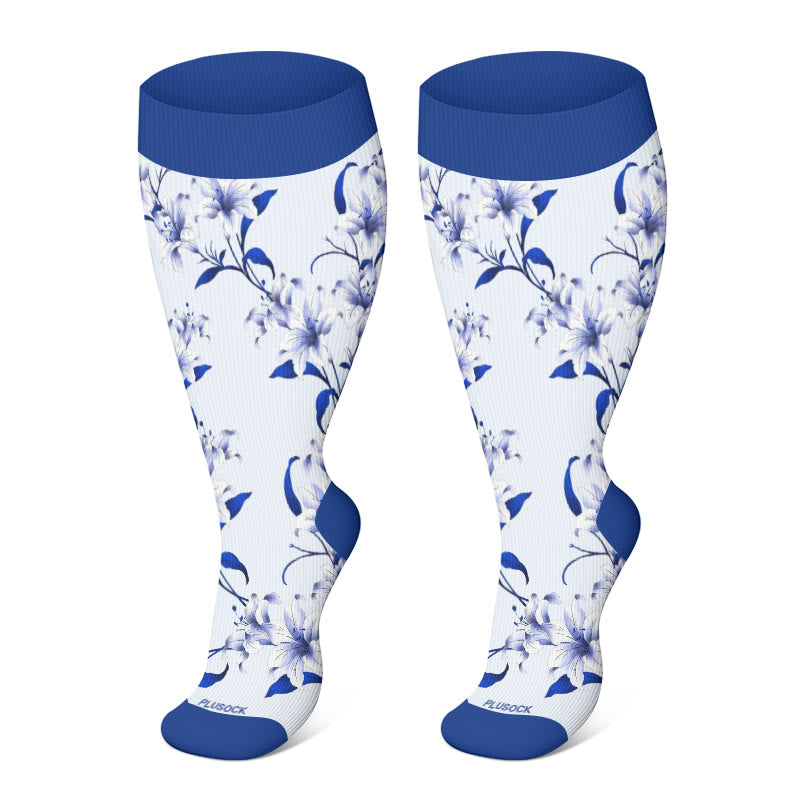 » 2XL-4XL Plus Size Harmonious Flowers Compression Socks (100% off)