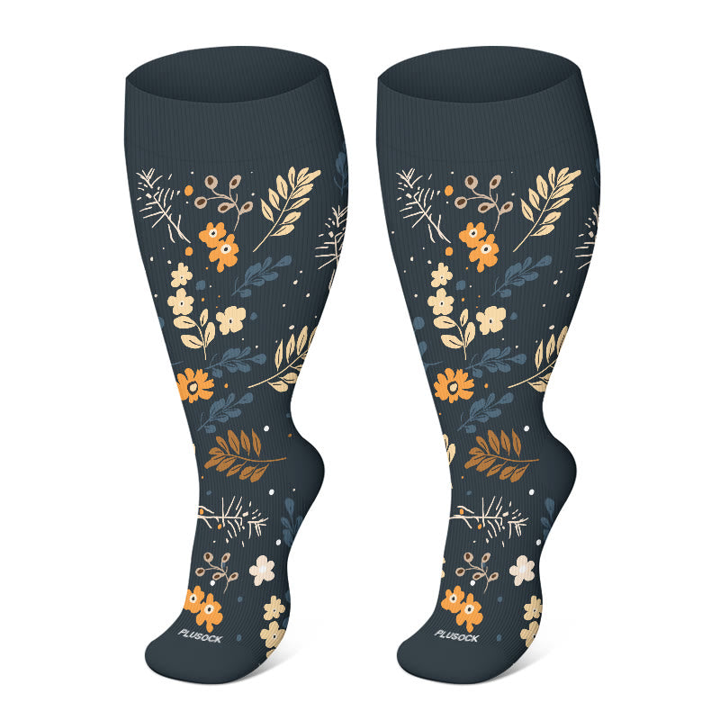 » 2XL-4XL Plus Size Harmonious Flowers Compression Socks (100% off)