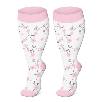» 2XL-4XL Plus Size Harmonious Flowers Compression Socks (100% off)