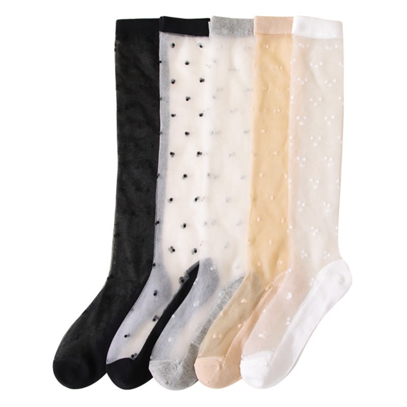 Cute Polka Dots Crew Socks(5 Pairs)