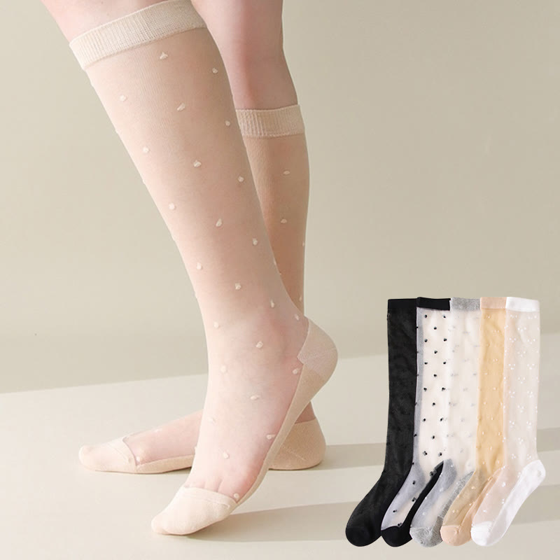 Cute Polka Dots Crew Socks(5 Pairs)
