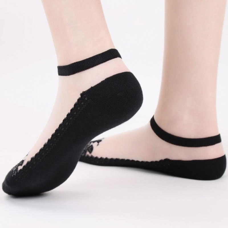 Jacquard Transparent Ankle Socks(6 Pairs)