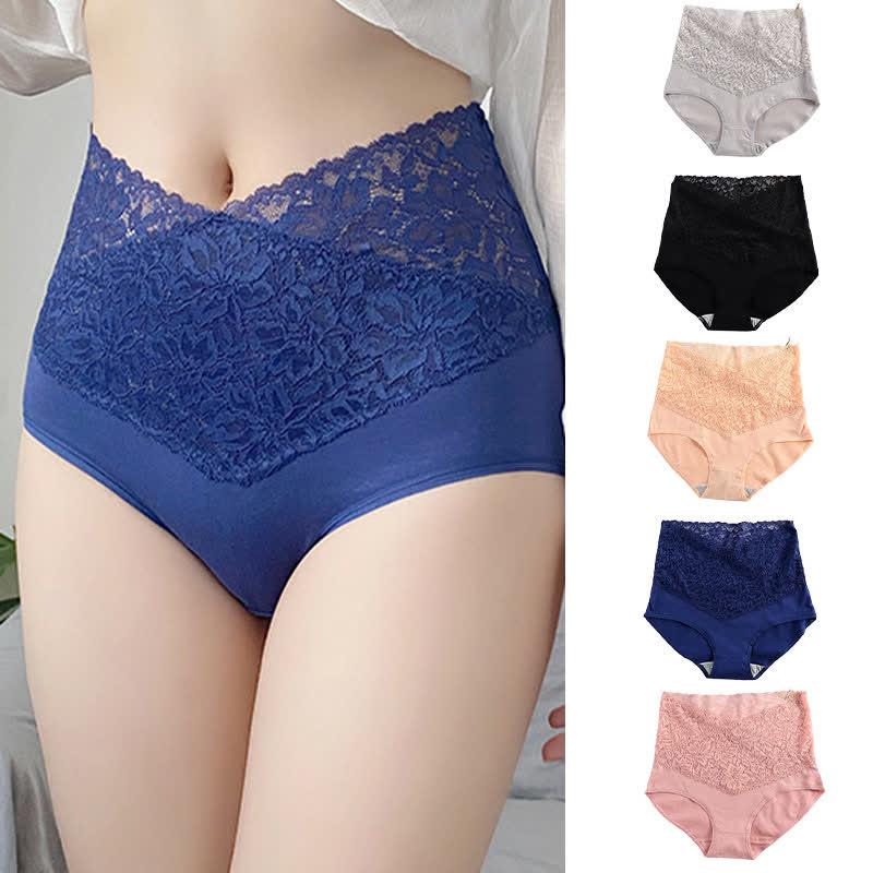High Waist Lace Shaping Tummy Tuck Brief(3 Packs)