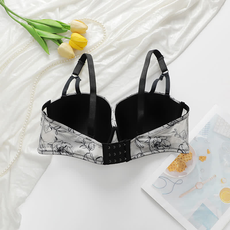 Vintage Floral Print Underwire Bra