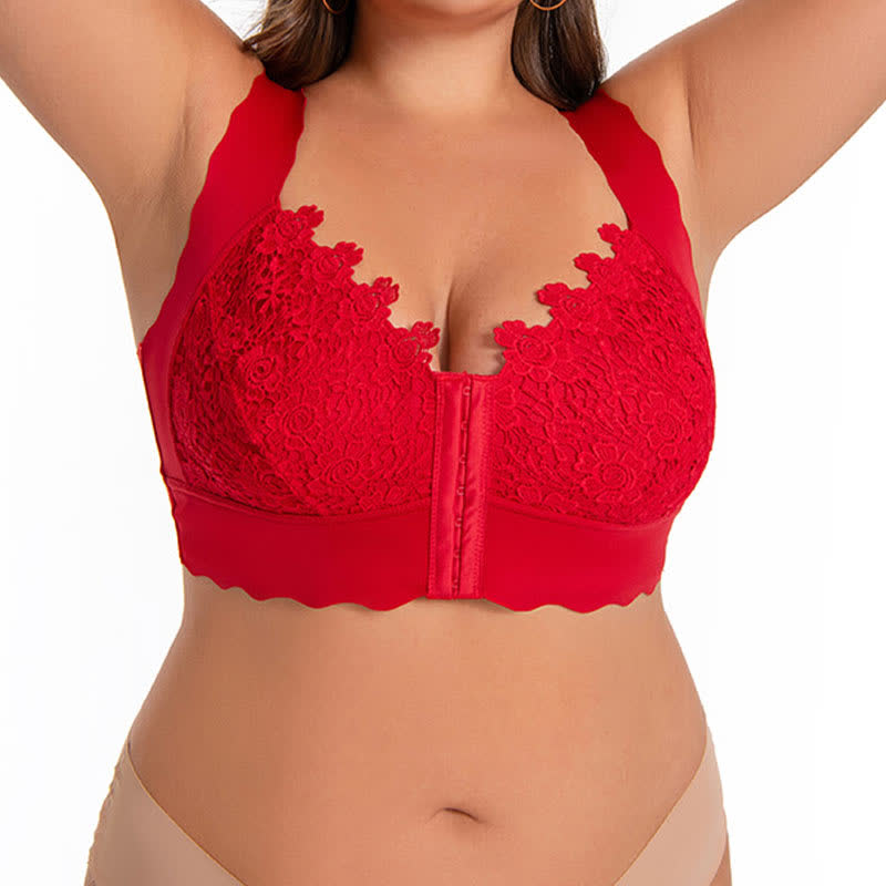 Wavy Edge Front Closure Wireless Bra