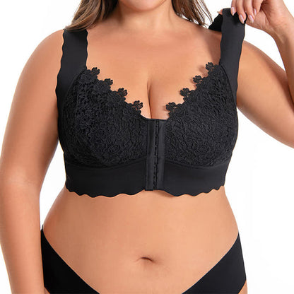 Wavy Edge Front Closure Wireless Bra