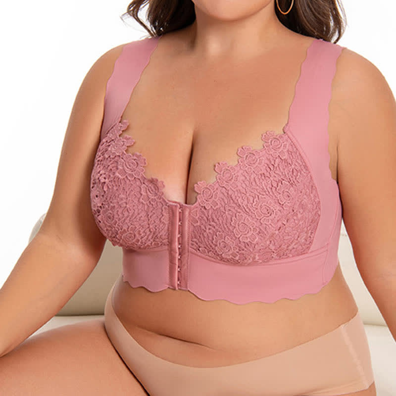 Wavy Edge Front Closure Wireless Bra