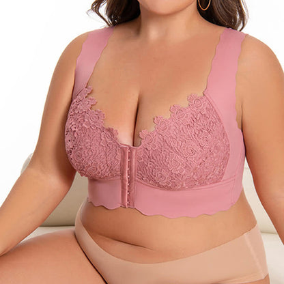 Wavy Edge Front Closure Wireless Bra