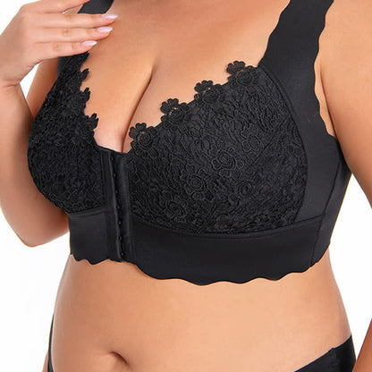 Wavy Edge Front Closure Wireless Bra