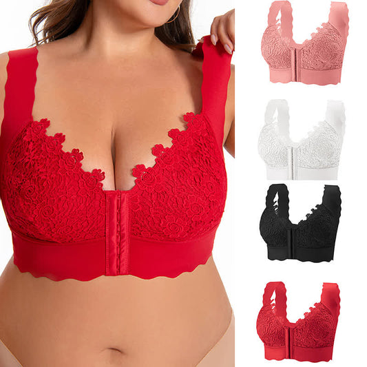 Wavy Edge Front Closure Wireless Bra