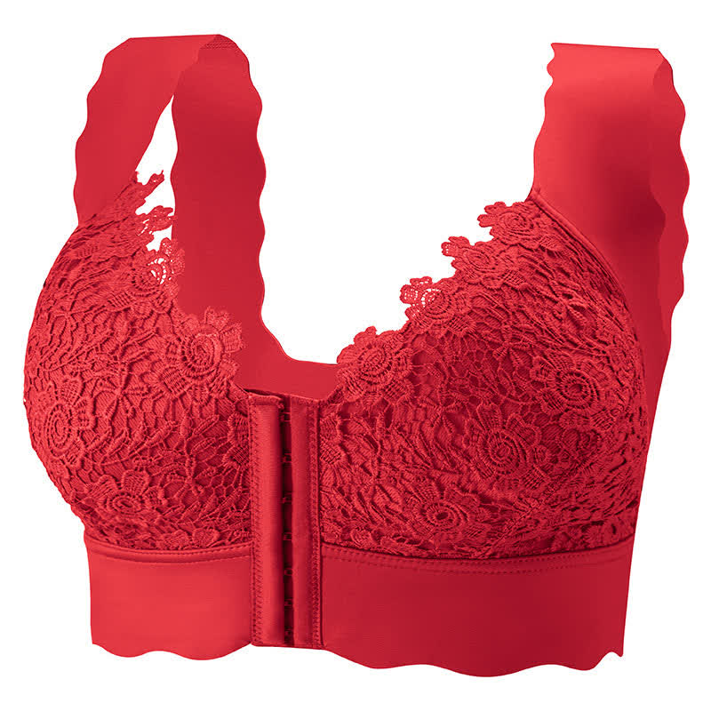 Wavy Edge Front Closure Wireless Bra
