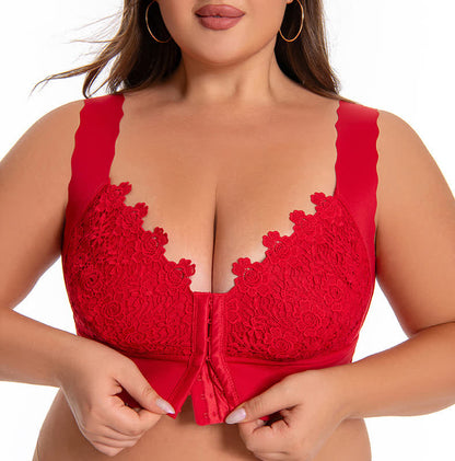 Wavy Edge Front Closure Wireless Bra