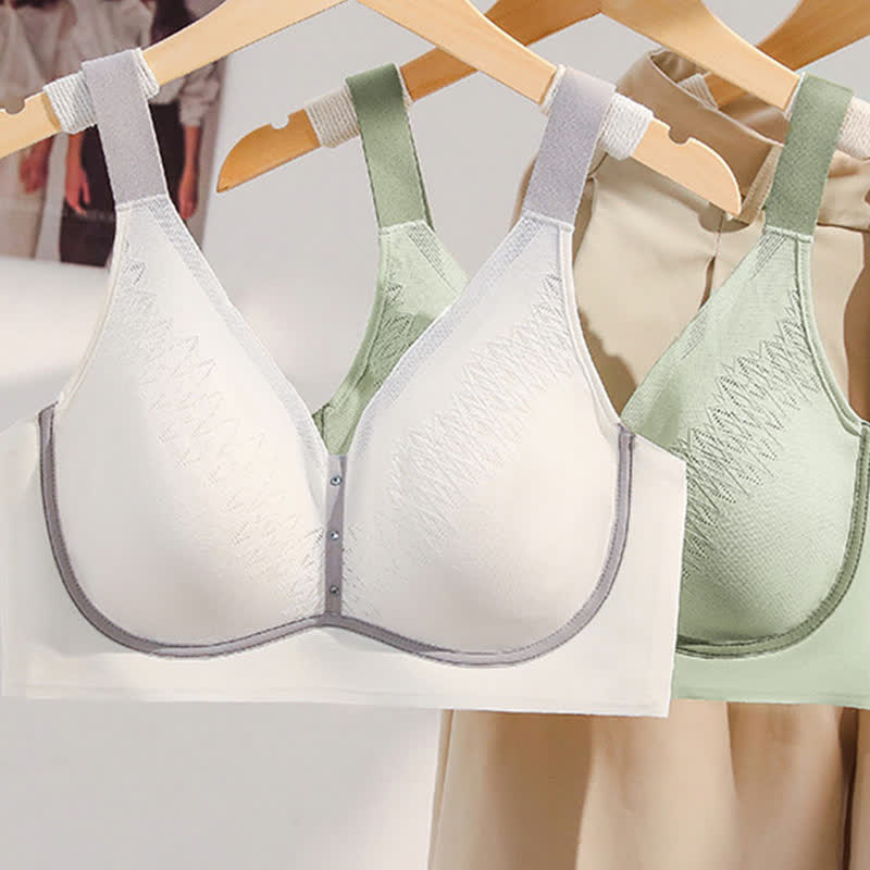 Plus Size Color-Blocked Breathable Wireless Bra